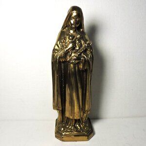 Vintage Brass MCM Virgin Mary Home Decor Holiday Decor Religious